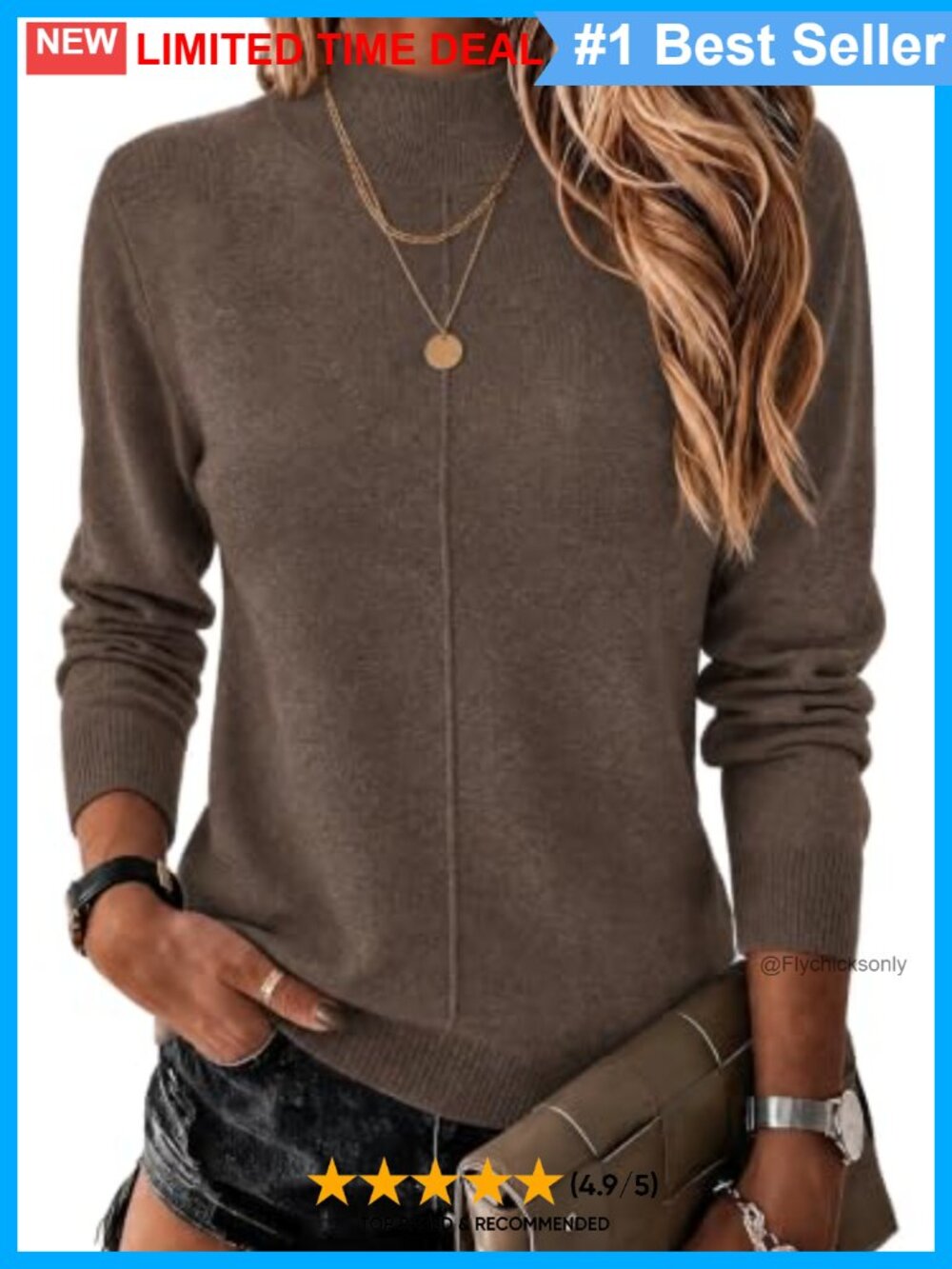 Wool Blend Mock Neck Long Sleeve Sweater Pullover Business Casual